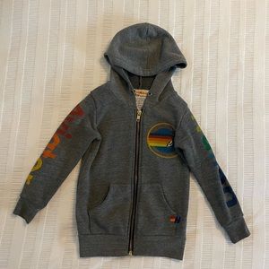 Aviator Nation Kids zip hoodie heather grey size 4